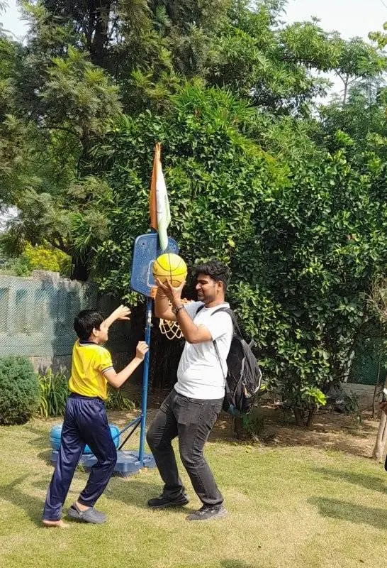 A student taking part in a sports activity